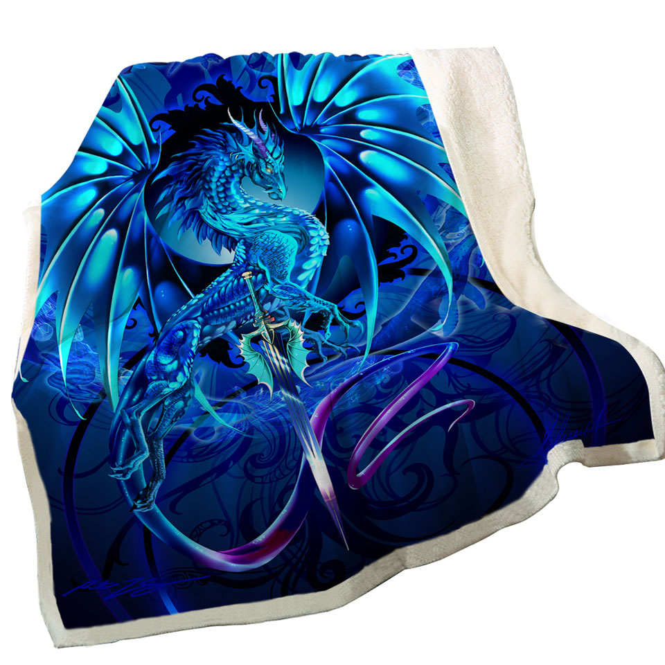 Blue Throws Fantasy Weapon Dragon Sword Sea Blade