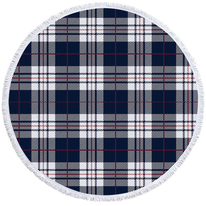 Blue White Red Gingham Circle Towel