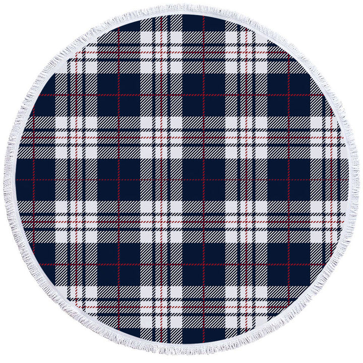 Blue White Red Gingham Circle Towel