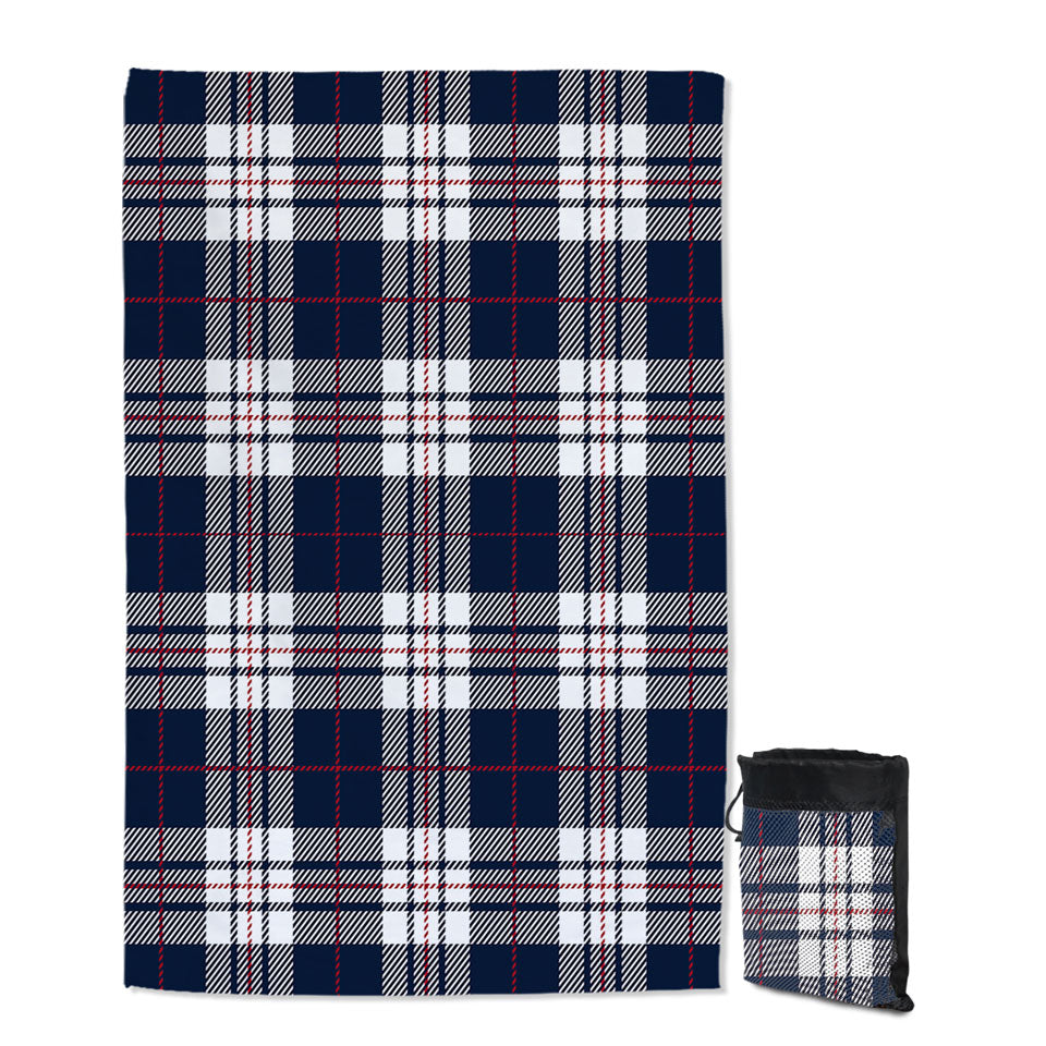 Blue White Red Gingham Quick Dry Beach Towel