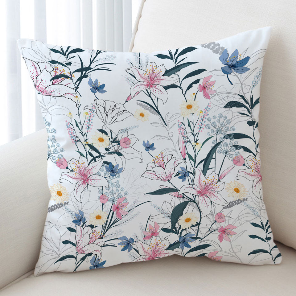 Bluish Pinkish Floral Cushions