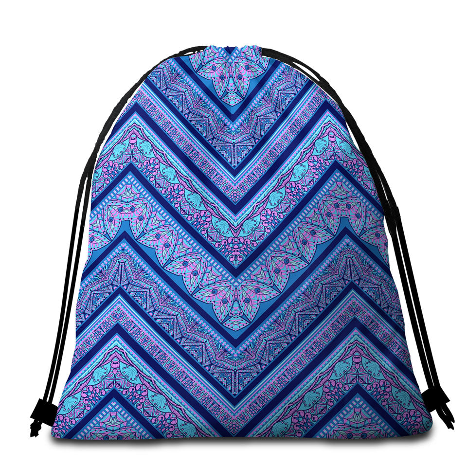 Bluish Purple Beach Bags and Towels Oriental Design