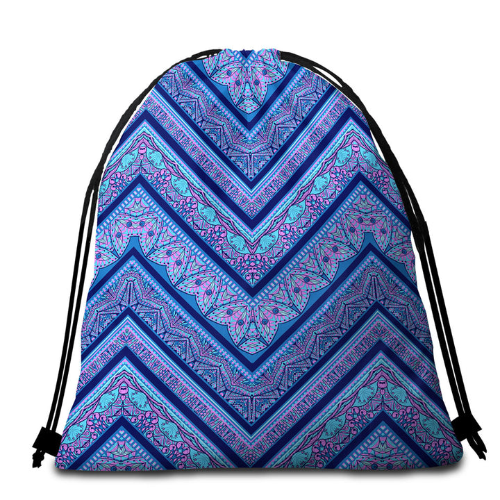 Bluish Purple Beach Bags and Towels Oriental Design