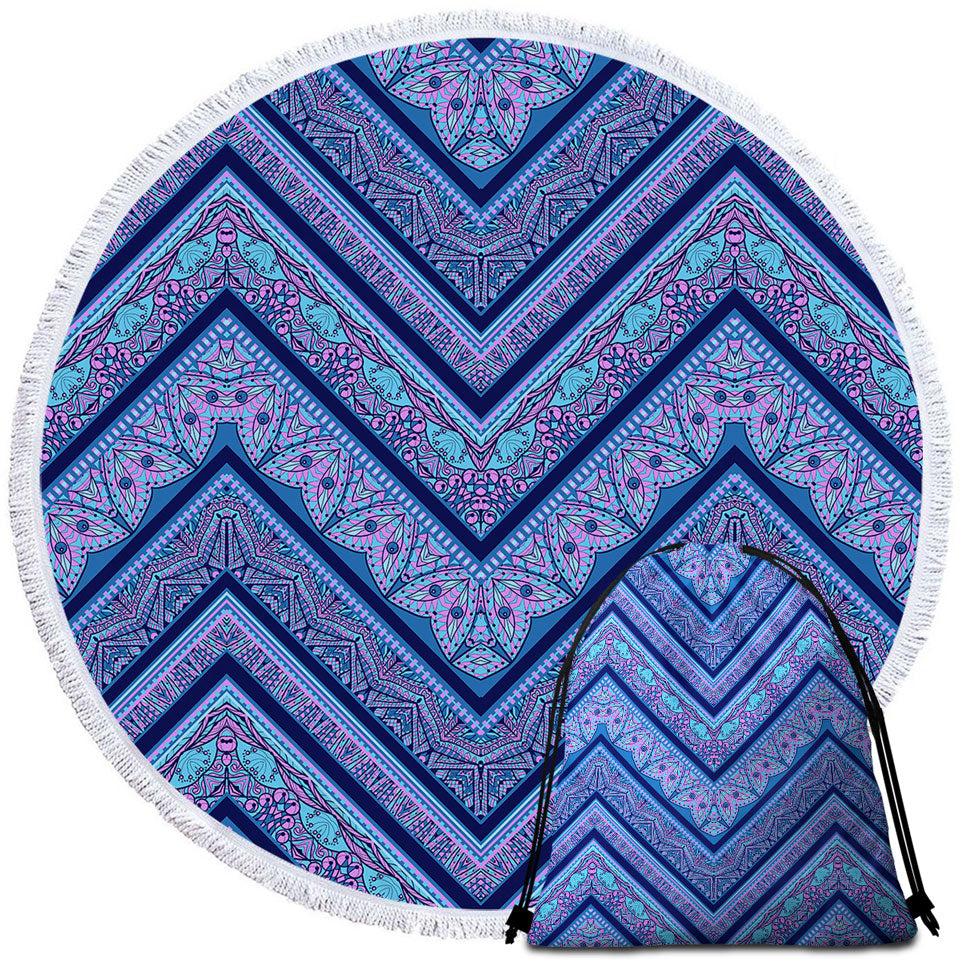 Bluish Purple Beach Towels Oriental Design
