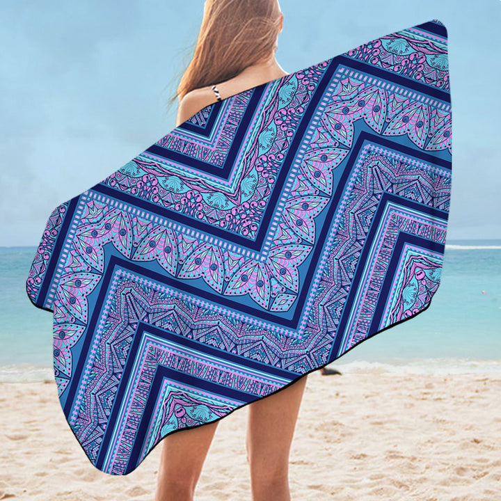 Bluish Purple Beautiful Beach Towels Oriental Design