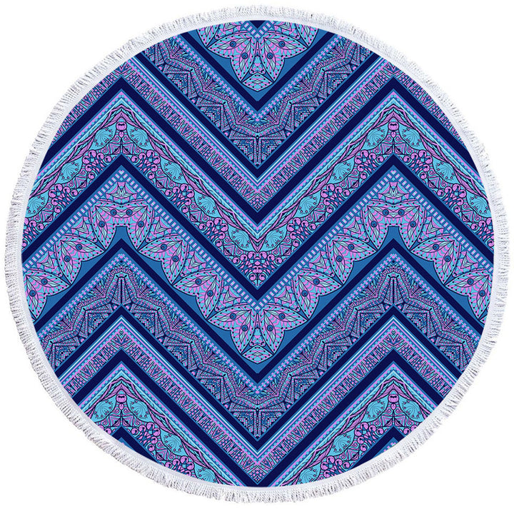 Bluish Purple Big Beach Towels Oriental Design
