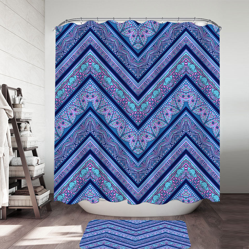 Bluish Purple Decorative Shower Curtains Oriental Design