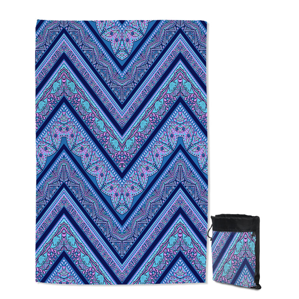 Bluish Purple Quick Dry Beach Towel Oriental Design