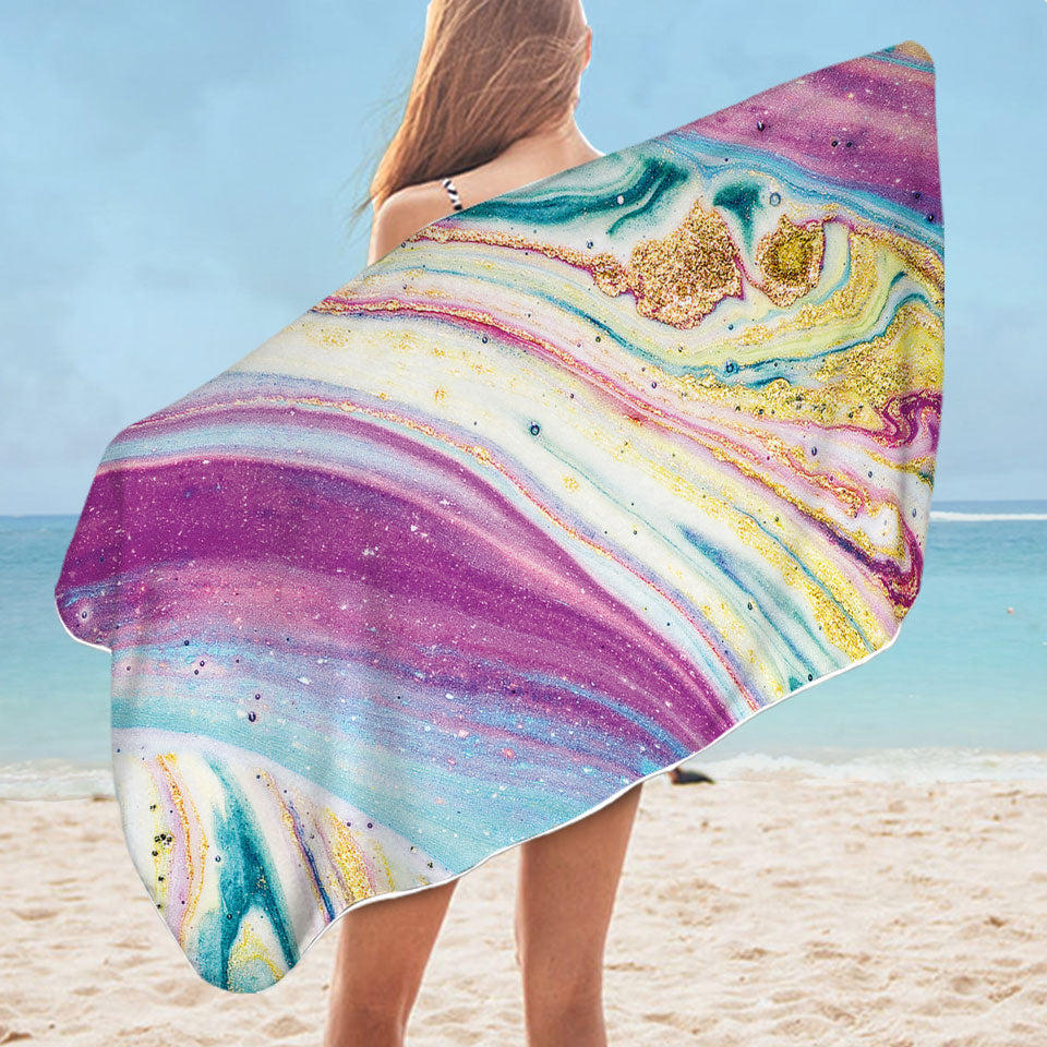 Bluish Purplish Marble Microfibre Beach Towels