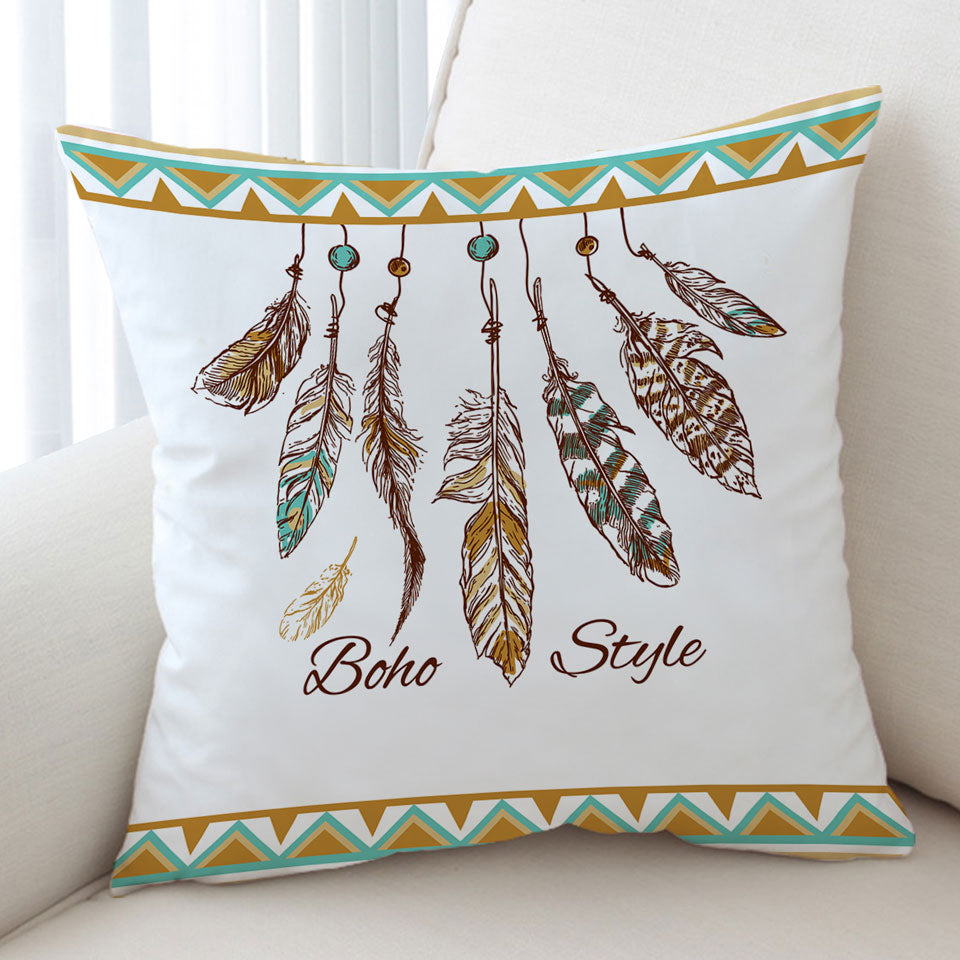 Boho Style Feathers Cushion