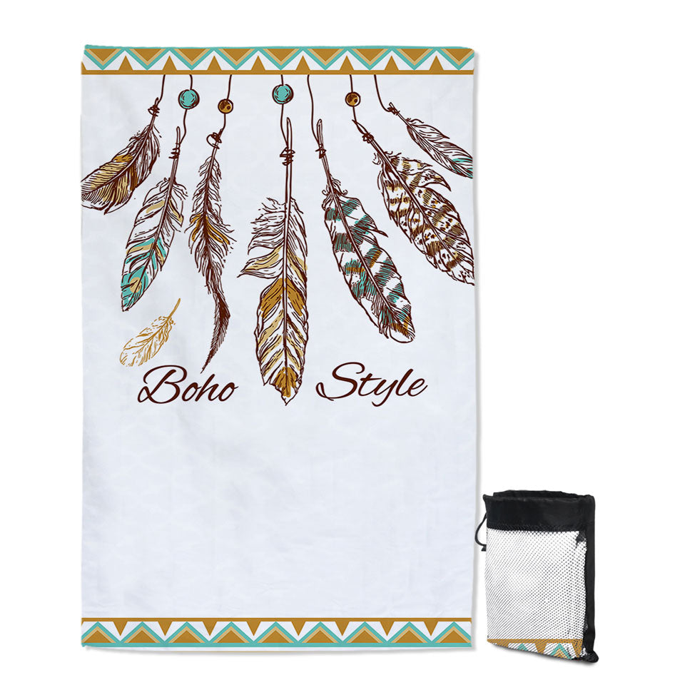 Boho Style Feathers Lightweight Beach Towel