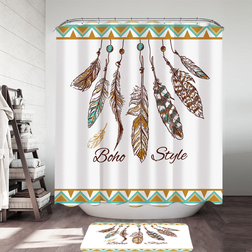 Boho Style Feathers Shower Curtain