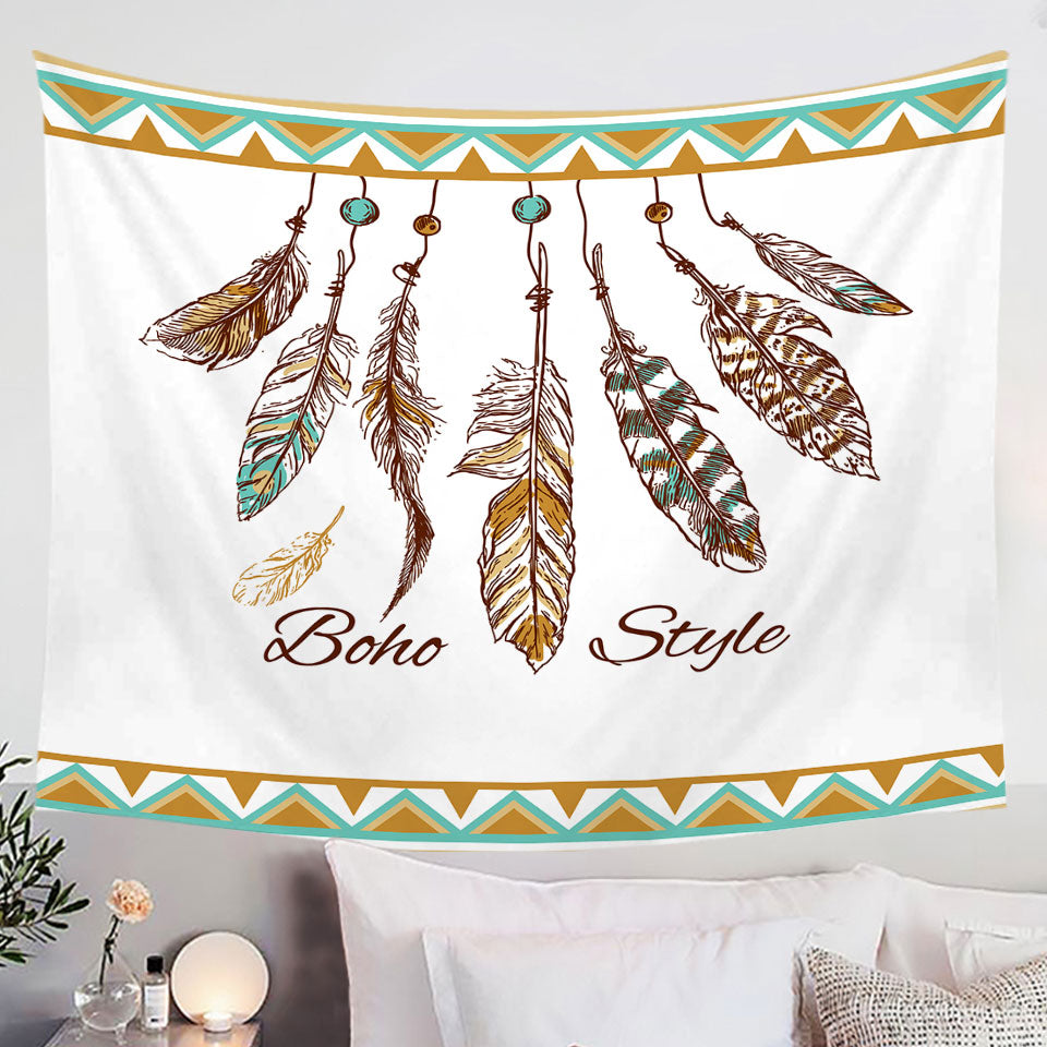 Boho Wall Decor Tapestry Style Feathers