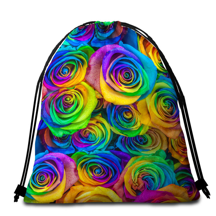Bouquet of Colorful Roses Beach Towels and Bags Set