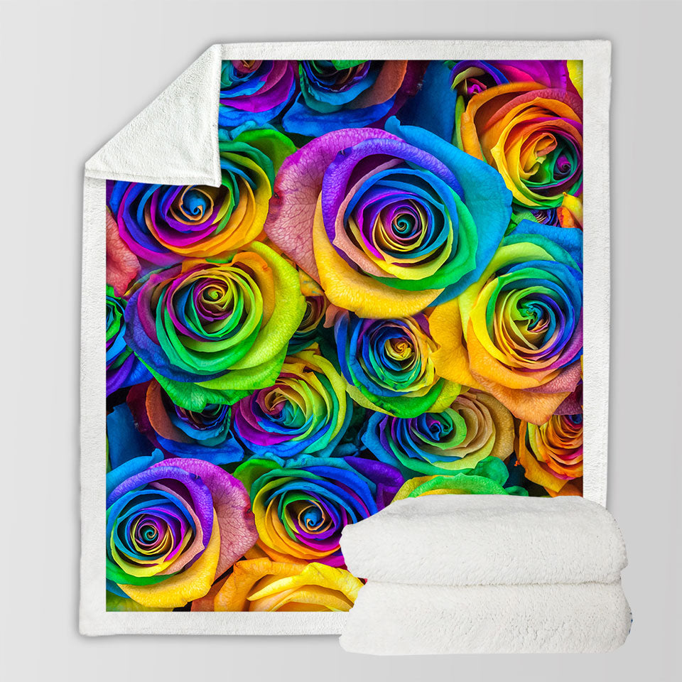 Bouquet of Colorful Roses Blankets