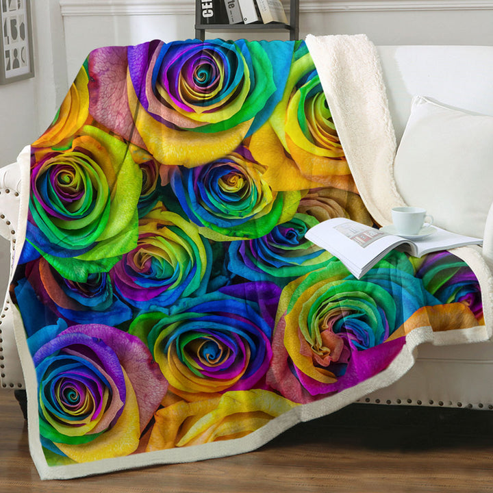 Bouquet of Colorful Roses Decorative Throws