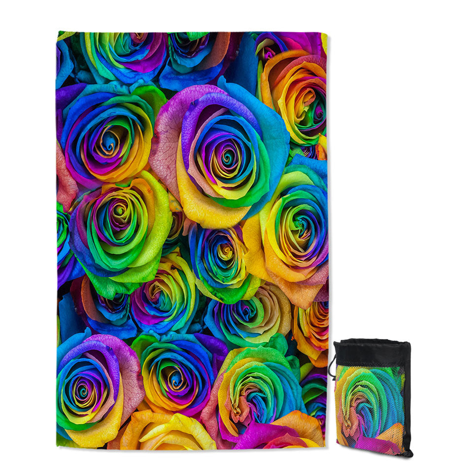 Bouquet of Colorful Roses Swims Towel