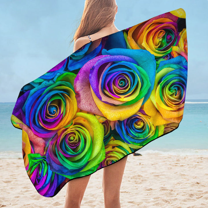 Bouquet of Colorful Roses Womens Beach Towel