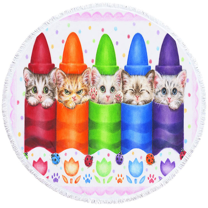 Boys Beach Towels Funny Cats for Kids Color Pencils Kittens