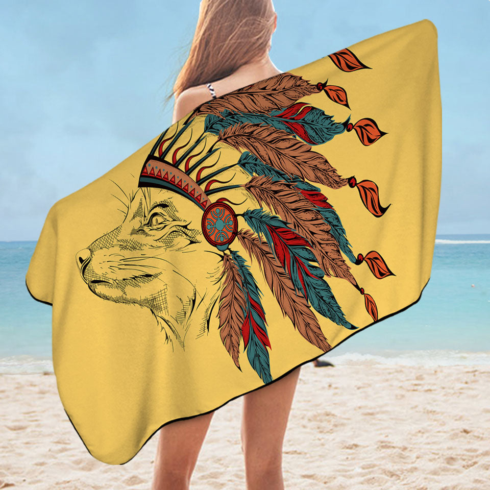 Boys Beach Towels Native American Chief Fox Pool Towel