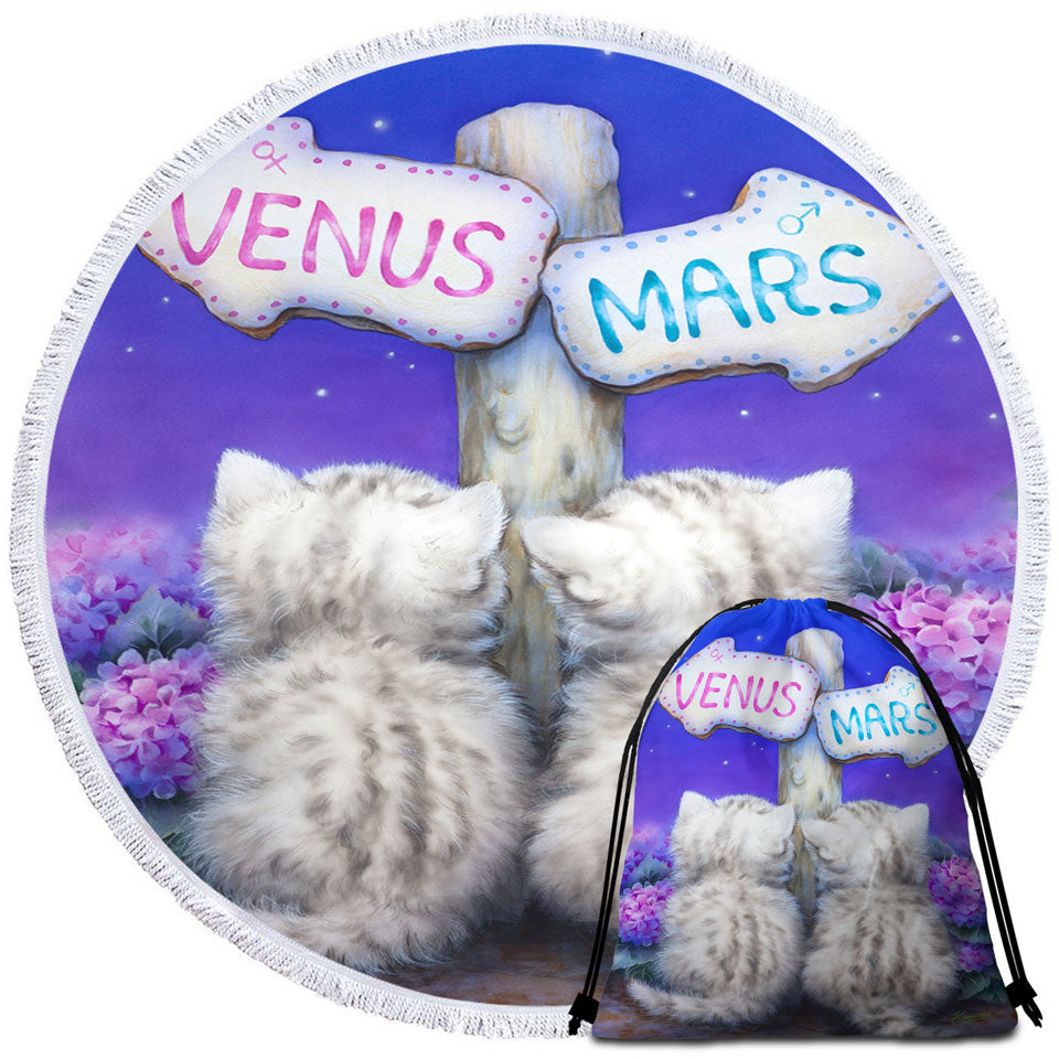 Boys or Girls Big Beach Towels Venus or Mars Grey Kittens