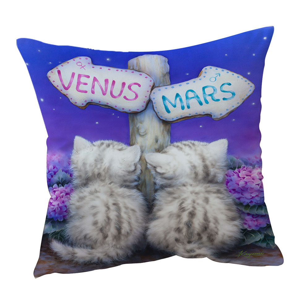 Boys or Girls Cushions and Throw Pillows Venus or Mars Grey Kittens