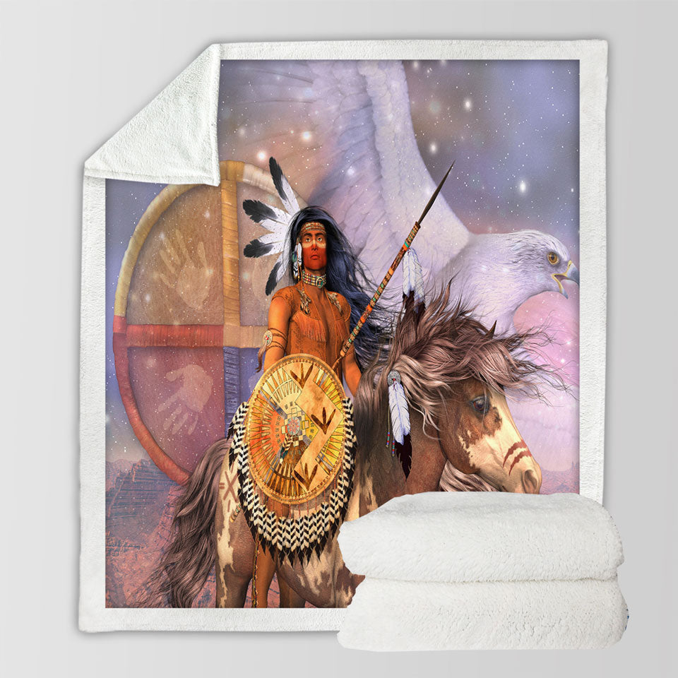 products/Brave-Native-American-Sherpa-Blanket-Warrior-Eagle-and-Horse