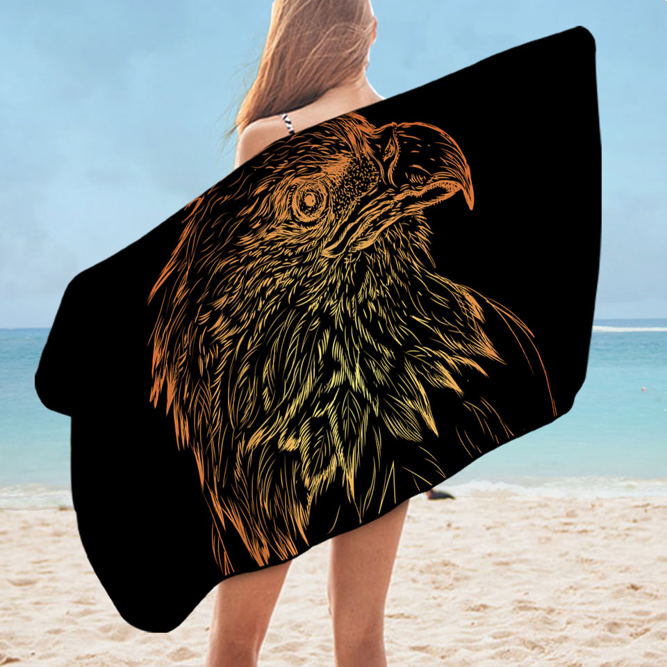 Bronze American Bald Eagle Mens Beach Towel