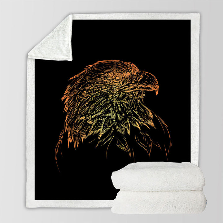 Bronze American Bald Eagle Mens Throw Blanket