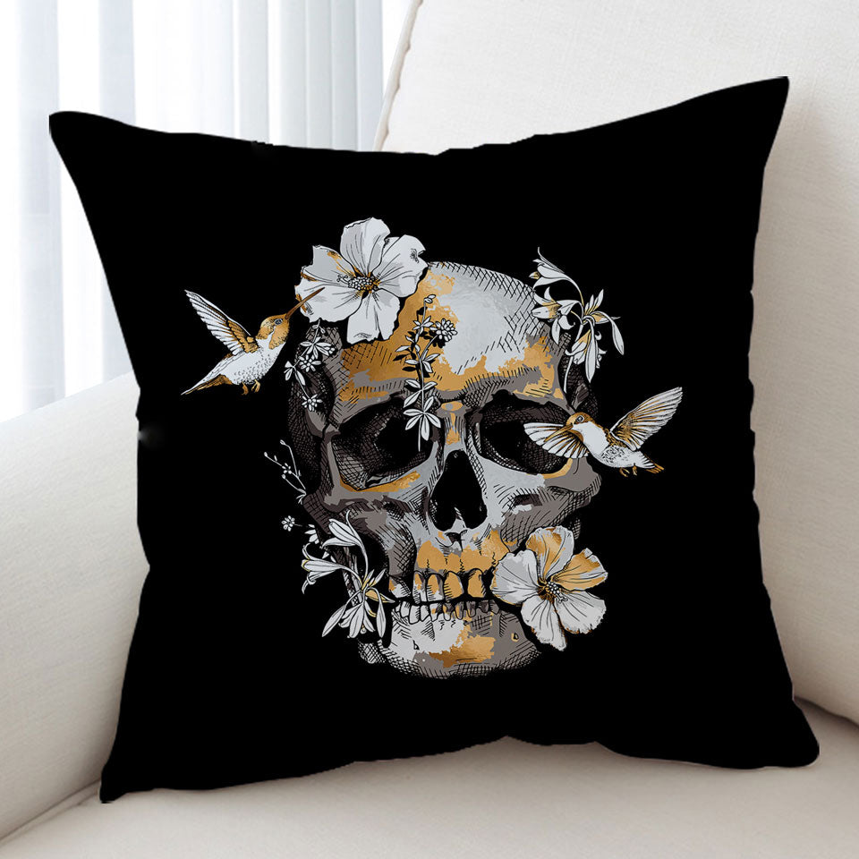 Bronze Skull and Hummingbirds Cool Cushion Covers