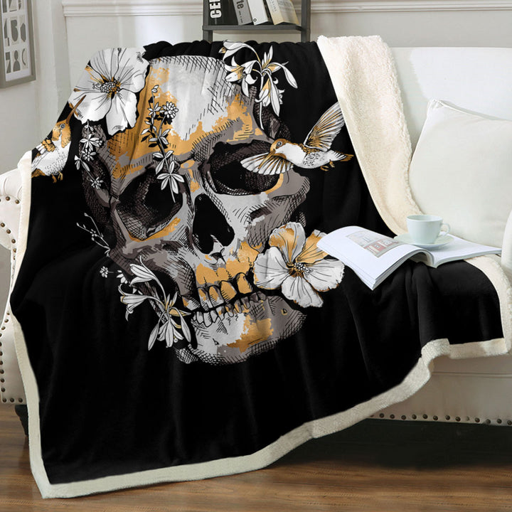 Bronze Skull and Hummingbirds Cool Throws for Guys