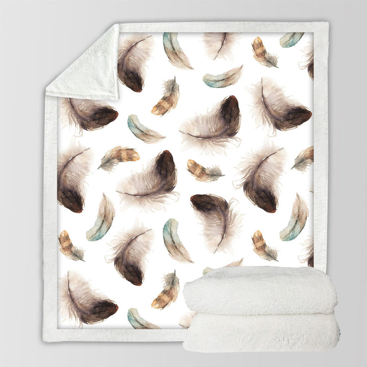 Brown Feathers Fleece Blankets