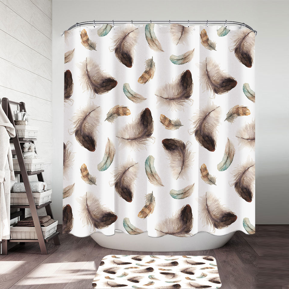 Brown Feathers Shower Curtain