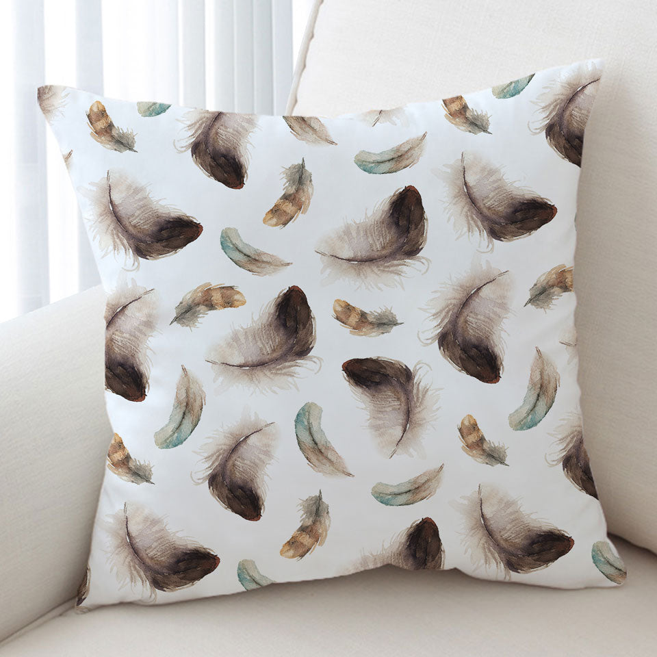 Brown Feathers Throw Cushions