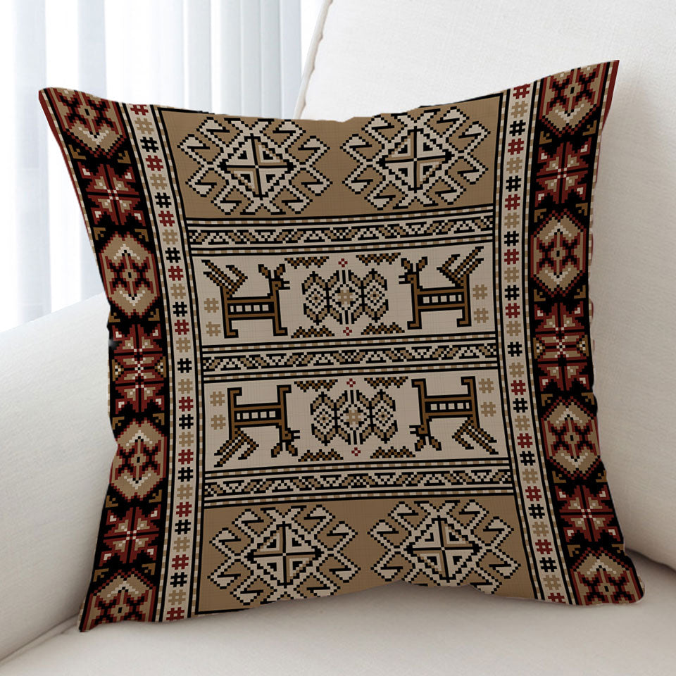 Brown Hues Aztec Pattern Decorative Pillows