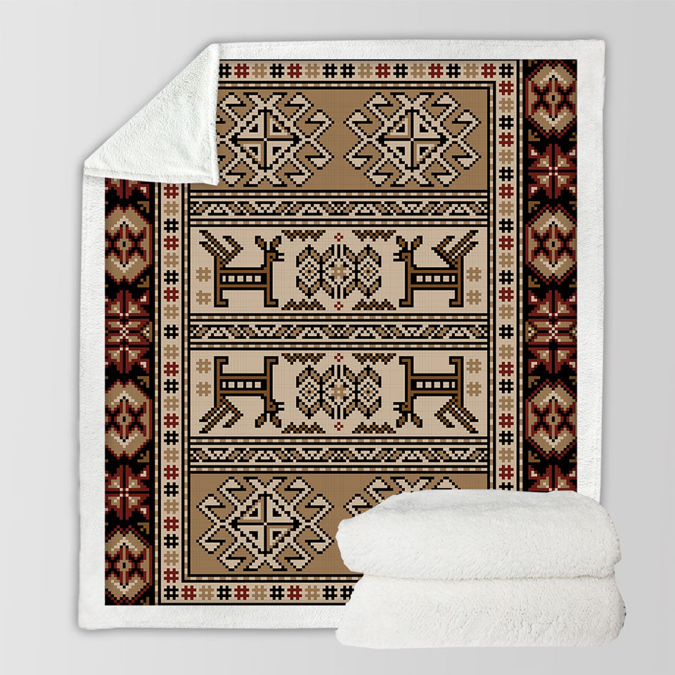 Brown Hues Aztec Pattern Fleece Blankets