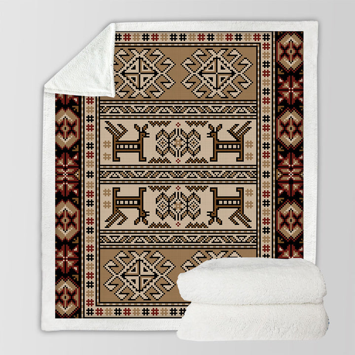 Brown Hues Aztec Pattern Fleece Blankets
