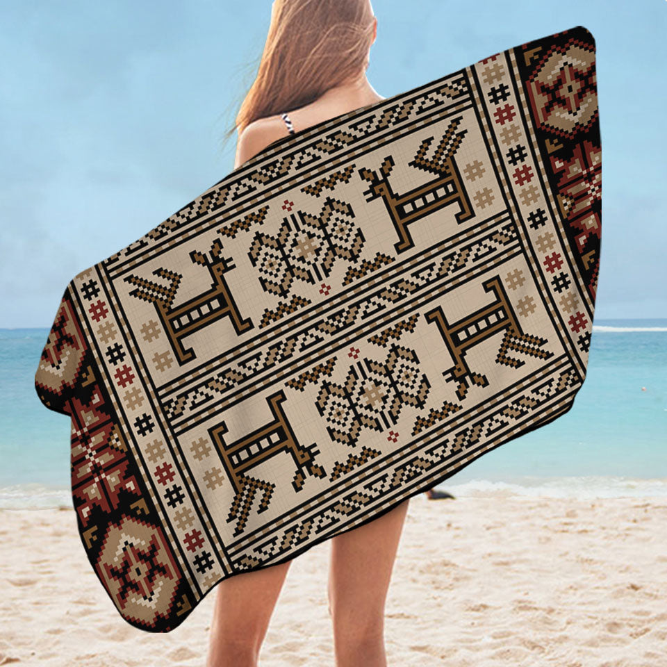 Brown Hues Aztec Pattern Pool Towel