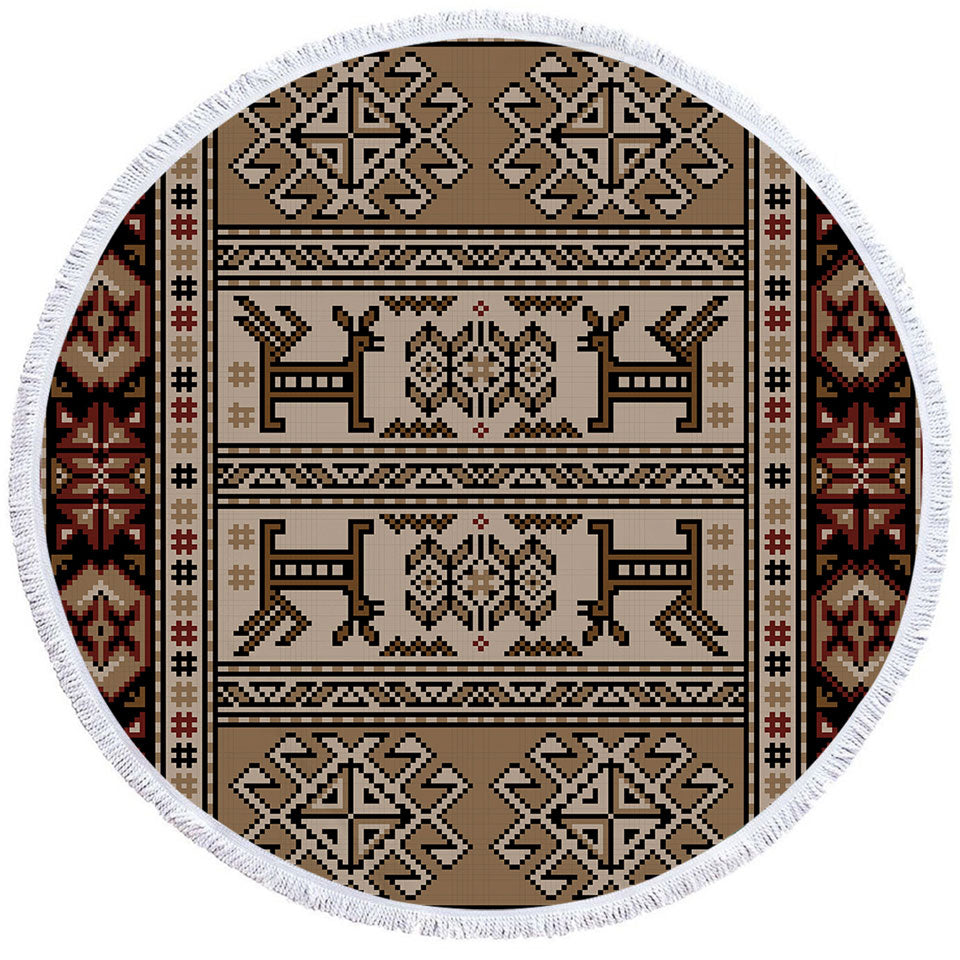 Brown Hues Aztec Pattern Unique Beach Towels