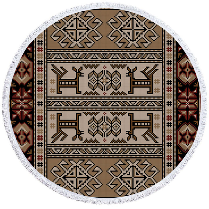 Brown Hues Aztec Pattern Unique Beach Towels