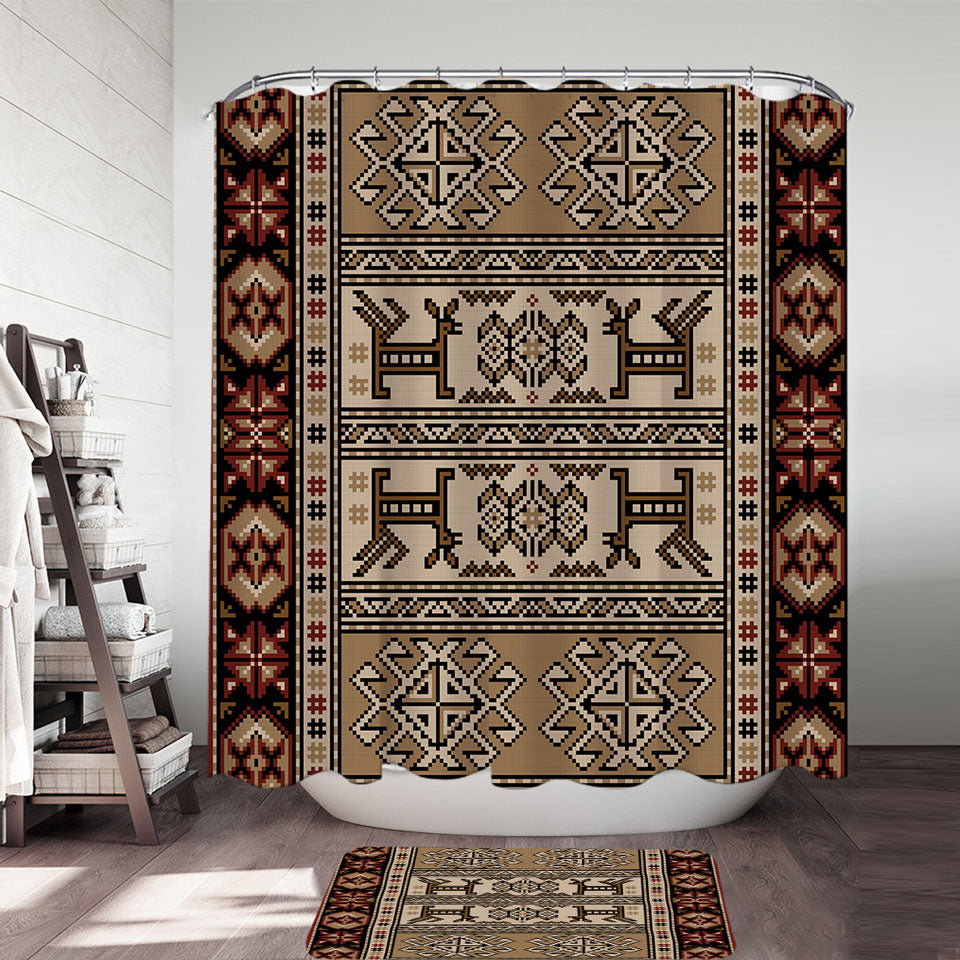 Brown Hues Aztec Pattern Unique Shower Curtains