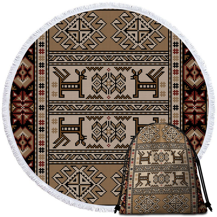 Brown Hues Aztec Pattern Unusual Beach Towels