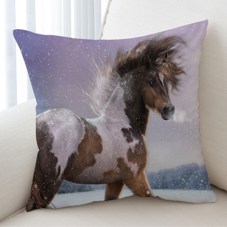 Brown White Pinto Horse Cushion the Winters Heart