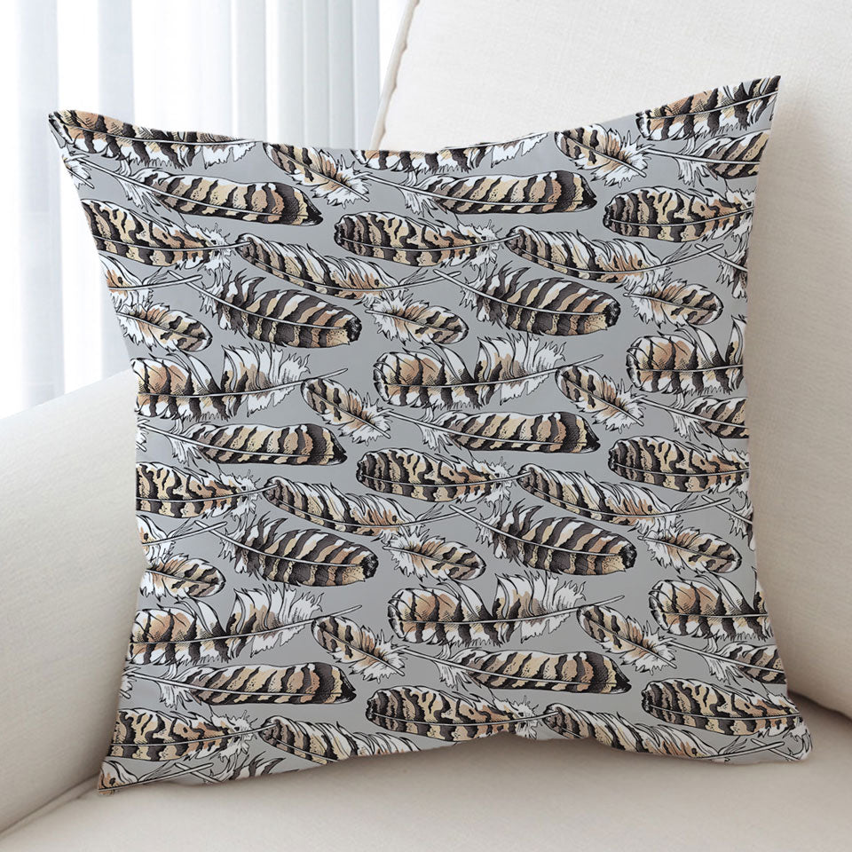 Brownish Feathers Decorative Pillows