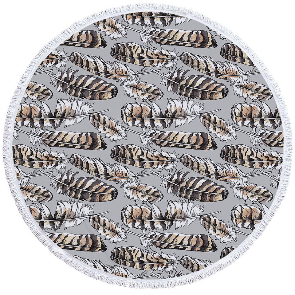 Brownish Feathers Unusual Beach Towels