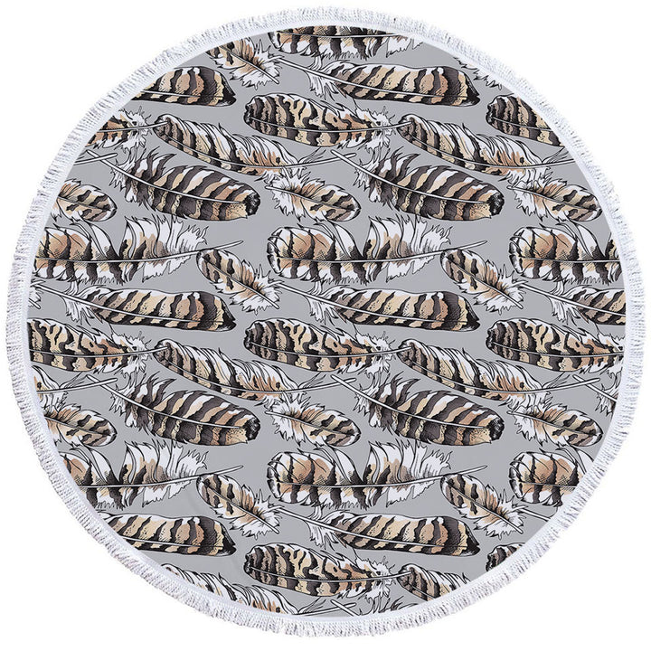 Brownish Feathers Unusual Beach Towels