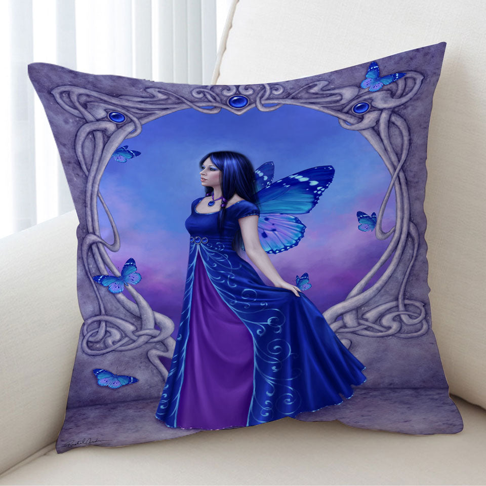 Butterflies Cushion Covers Purple Blue Sapphire Butterfly Girl