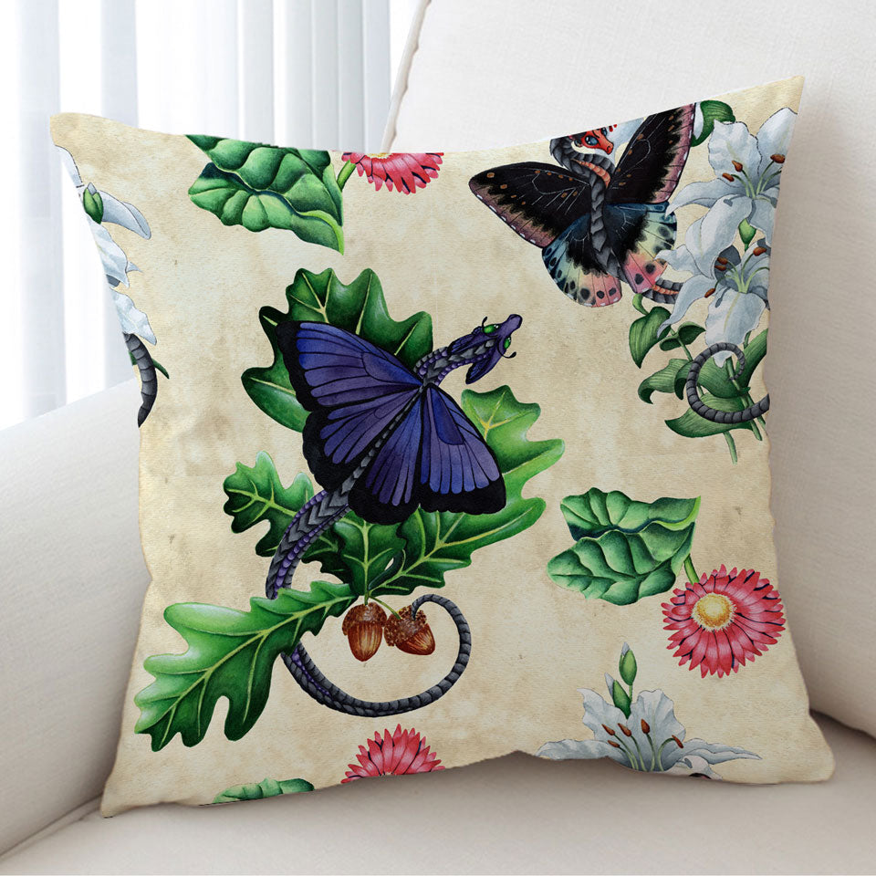 Butterflies Dragons and Flowers Cushion Covers