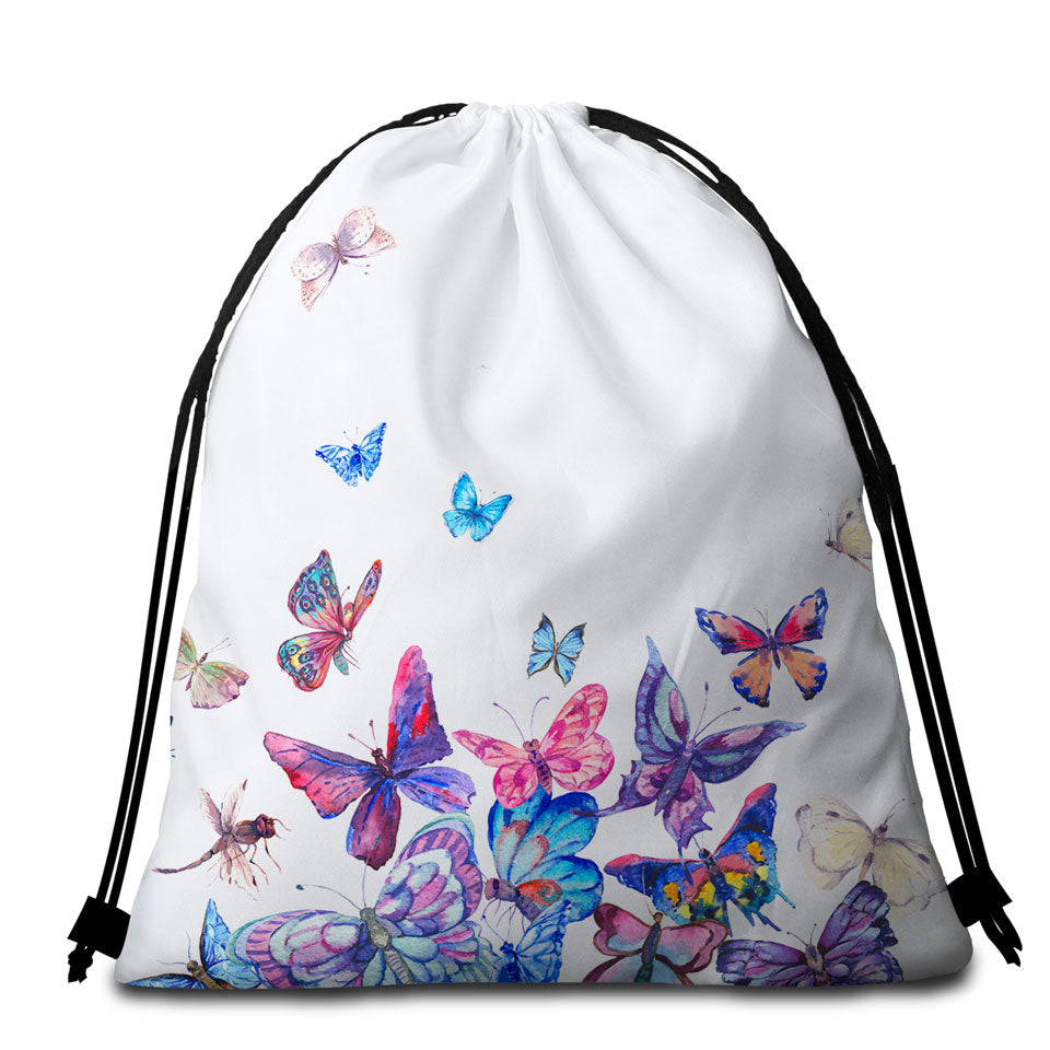 Butterflies Painting Beach Towels and Bags Set