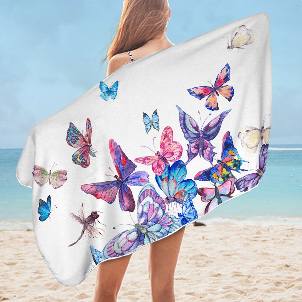 Butterflies Painting Quick Dry Beach Towel